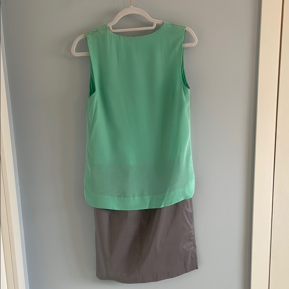 🇨🇦 le chateau dress,  Mint Green silk Drape Top with Grey skirt - Picture 8 of 13